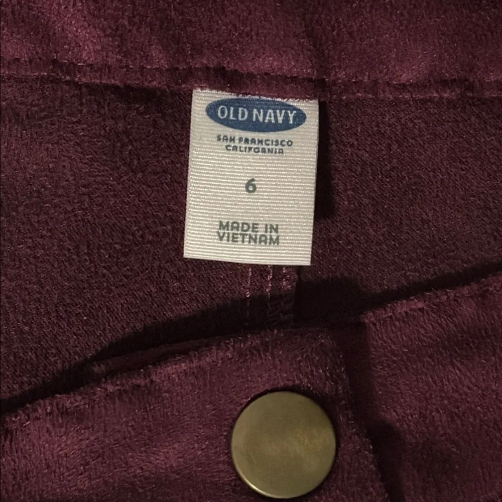 Old Navy Snap Button Mini Skirt Burgundy Microsuede Women’s 6